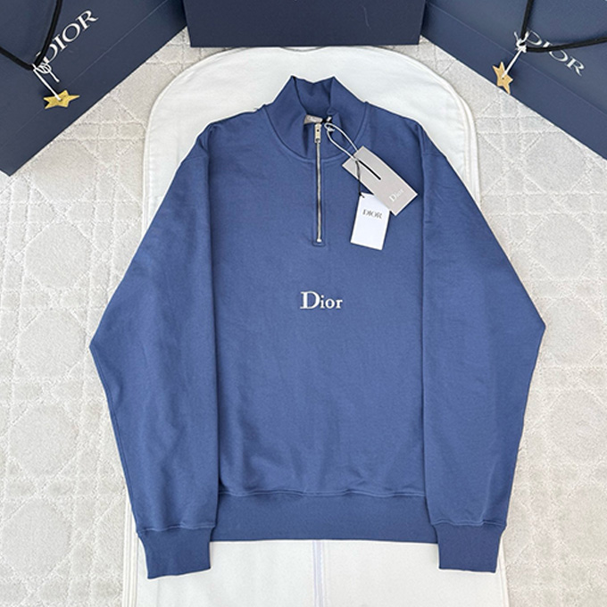 dior embroidered logo half zip sweatshirt